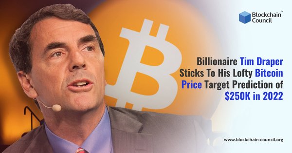 Billionaire Tim Draper Sticks To His Lofty Bitcoin Price Target Prediction of $250K in 2022